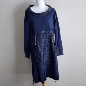 Onyx Mixed Media Tunic Dress Womens Large Indie Whimsigoth Lagenlook Goth Artsy